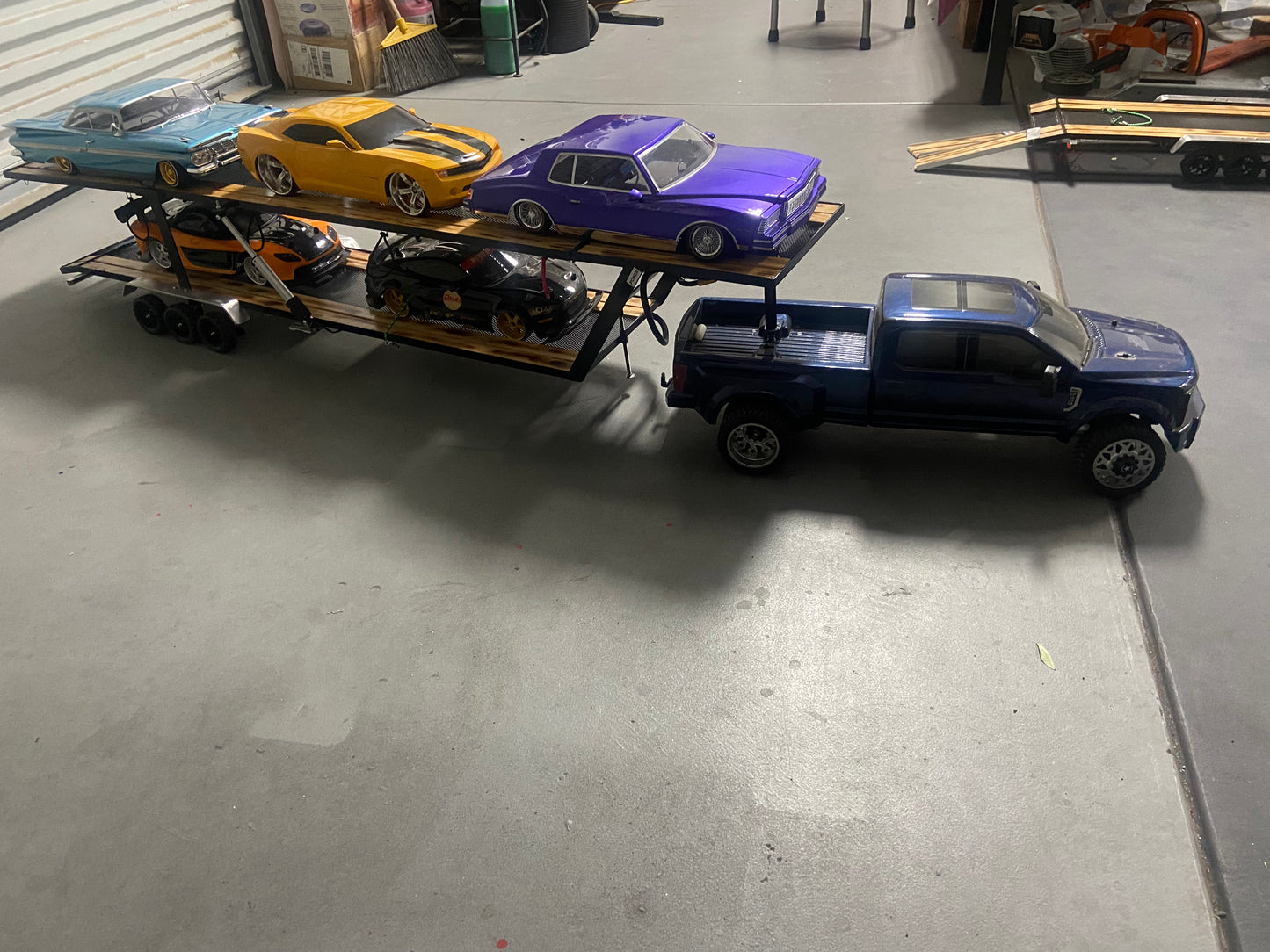 RC Car hauler Double decker 5 car trailer Gooseneck w/remote lift